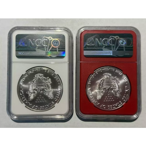 NGC 2016 W & S MS69 American Silver Eagle $1 Dollar Coin Set