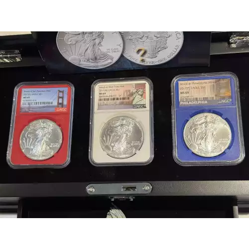 NGC 2017 MYSTERY MINT Set American Eagle Silver Dollar MS69 W P S w/ Case