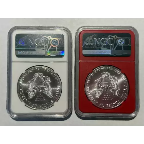 NGC W S MS 69 American Silver Eagle $1 Dollar 2 Coin Set (2)