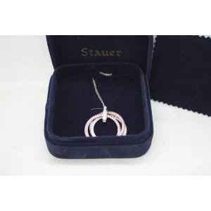 NIB STAUER .925 S.S. WHITE CRYSTALS 3 RINGS pendant necklace 18