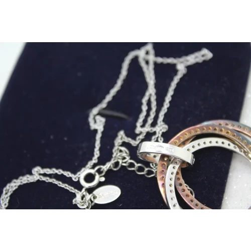 NIB STAUER .925 S.S. WHITE CRYSTALS 3 RINGS pendant necklace 18