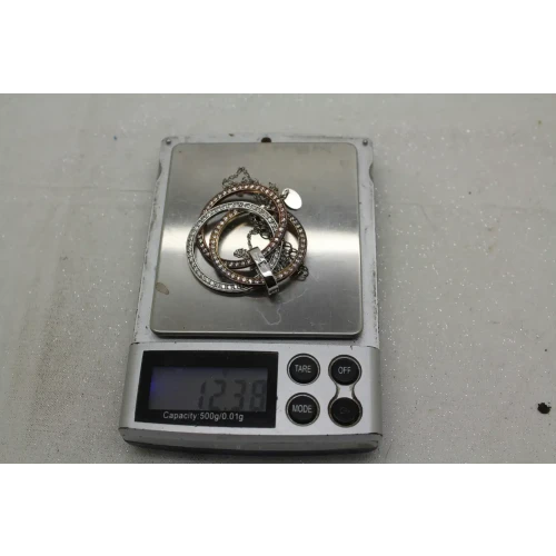 NIB STAUER .925 S.S. WHITE CRYSTALS 3 RINGS pendant necklace 18