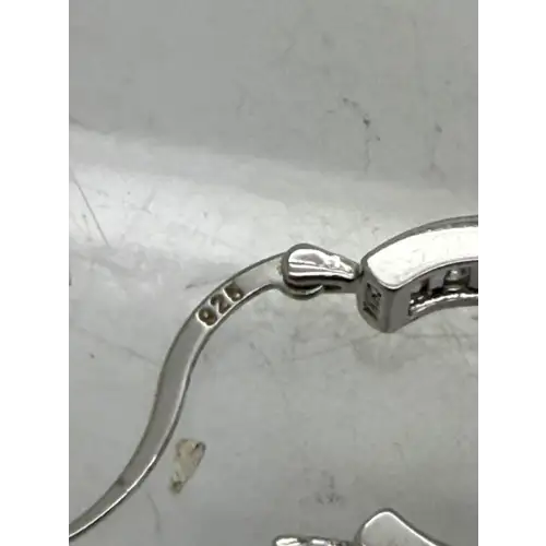 NWOT .925 S.S. BAGUETTE CZ HIGH SHINE MEDIUM HOOP earrings (6)