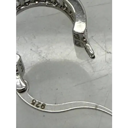 NWOT .925 S.S. BAGUETTE CZ HIGH SHINE MEDIUM HOOP earrings (7)