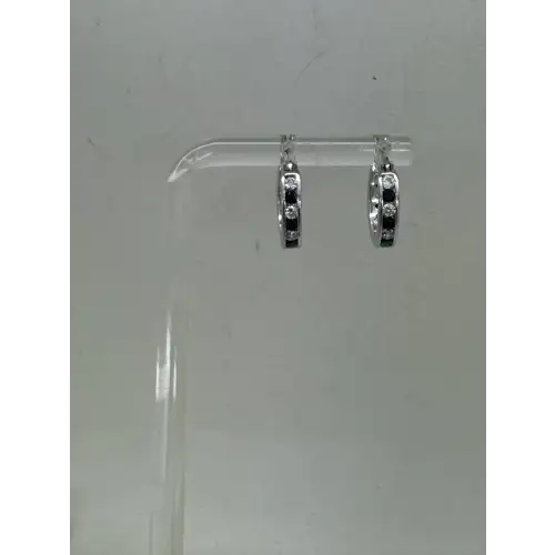 NWOT .925 S.S. BLUE & WHITE CZ SMALL HOOP earrings (2)