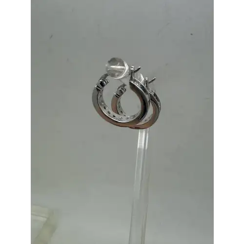 NWOT .925 S.S. BLUE & WHITE CZ SMALL HOOP earrings (5)