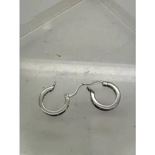 NWOT .925 S.S. BLUE & WHITE CZ SMALL HOOP earrings (6)