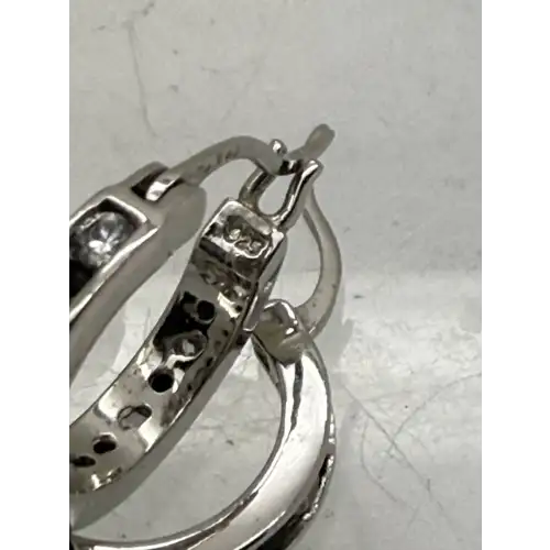 NWOT .925 S.S. BLUE & WHITE CZ SMALL HOOP earrings (7)