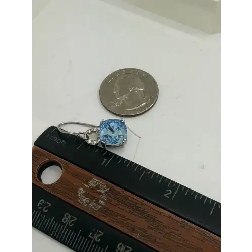 NWOT .925 S.S. LARGE BLUE CZ DANGLE earrings STUNNING (4)