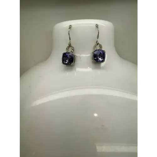 NWOT .925 S.S. LARGE TANZANITE PURPLE CZ DANGLE earrings STUNNING