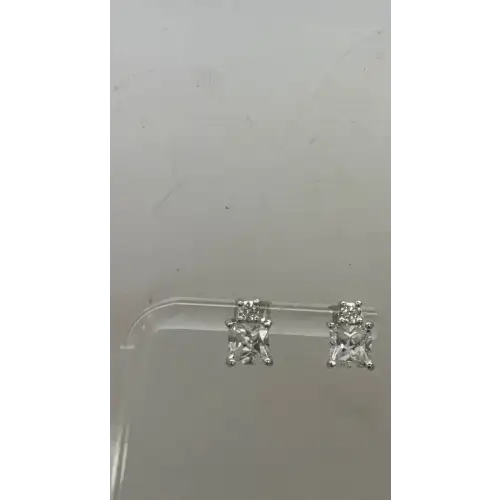 NWOT .925 S.S. PRINCESS CUT DROP earrings 6mm, STUNNING