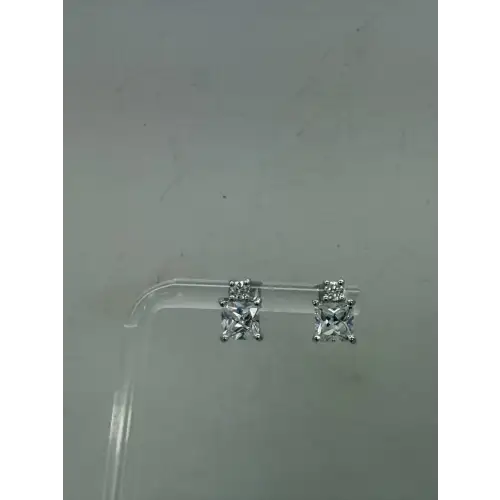 NWOT .925 S.S. PRINCESS CUT DROP earrings 6mm, STUNNING