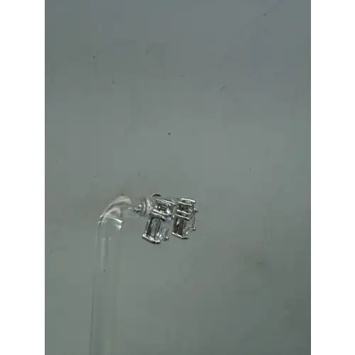 NWOT .925 S.S. PRINCESS CUT DROP earrings 6mm, STUNNING