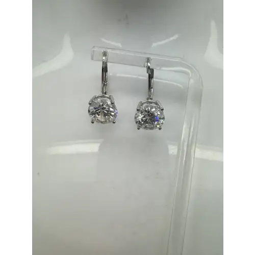 NWOT .925 S.S. ROUND CUT 10mm CZ DROP DANGLE earrings STUNNING