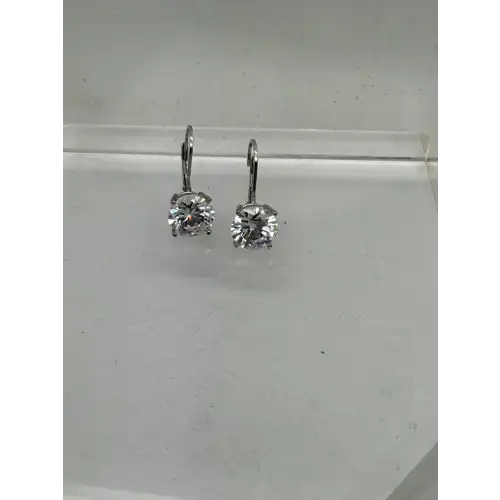 NWOT .925 S.S. ROUND CUT 10mm CZ DROP DANGLE earrings STUNNING (2)