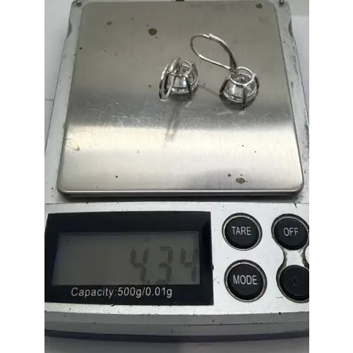 NWOT .925 S.S. ROUND CUT 10mm CZ DROP DANGLE earrings STUNNING (6)