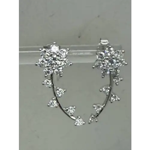 NWOT PAJ PRIME ARTS & JEWELS .925 S.S. CZ FLOWER earrings (4)