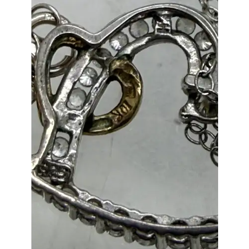 NWT .925 S.S. 10k Y.G. DIAMOND ACC. HEART PENDANT necklace 18