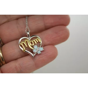 NWT .925 S.S. 18KGP OPAL & DIAMOND BUTTERFLY HEART MOM 18