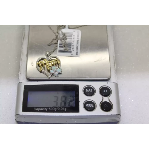 NWT .925 S.S. 18KGP OPAL & DIAMOND BUTTERFLY HEART MOM 18