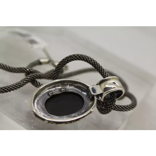 NWT .925 S.S. ABALONE & MARCASITE OVAL pendant necklace 18