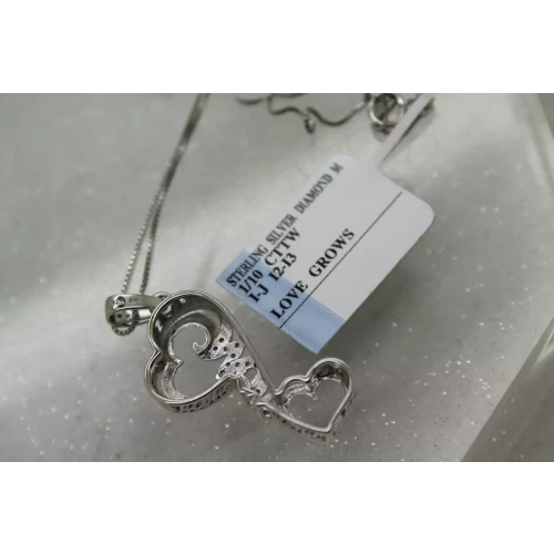 NWT .925 S.S. DIAMOND DOUBLE HEART INFINITY MOM necklace 18