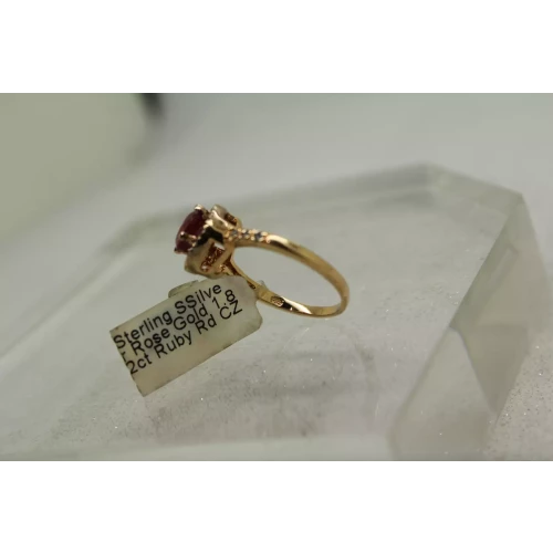 NWT R.G. over .925 S.S. 1.82ct RUBY & CZ HALO ring size 8.25