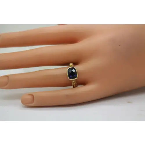 O.C. TANNER 10k Y.G. BLUE IOLITE SOLITAIRE ring size 8.5