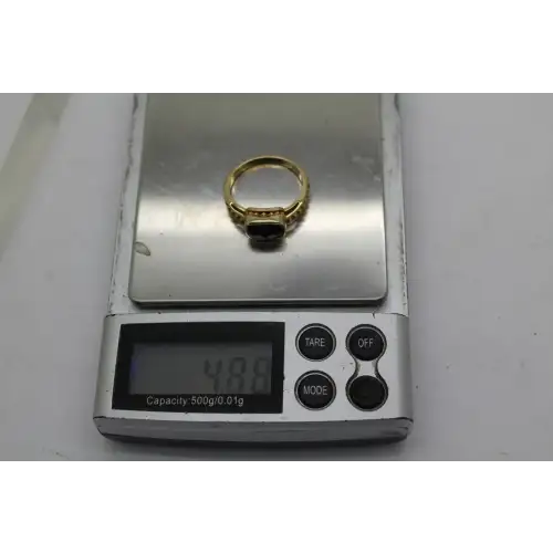 O.C. TANNER 10k Y.G. BLUE IOLITE SOLITAIRE ring size 8.5