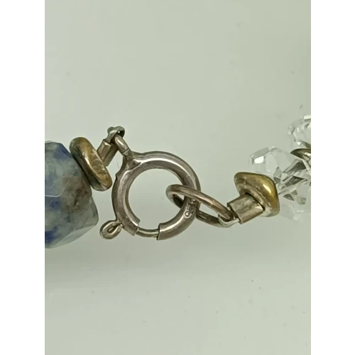 Ocean Hues Blue Sodalite, Pearl & Crystal 925 Sterling Silver Wire Beaded Bracelet (2)