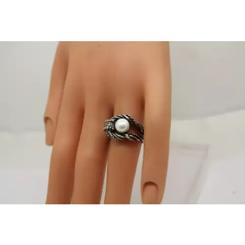 OR PAZ PZ ISRAEL .925 S.S. PEARL TEXTURED TWIST ring size 6.5
