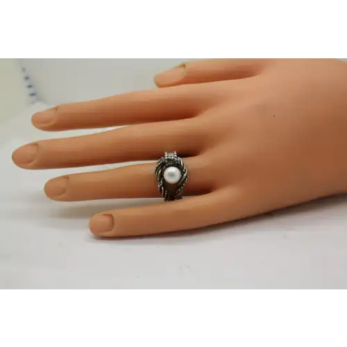 OR PAZ PZ ISRAEL .925 S.S. PEARL TEXTURED TWIST ring size 6.5