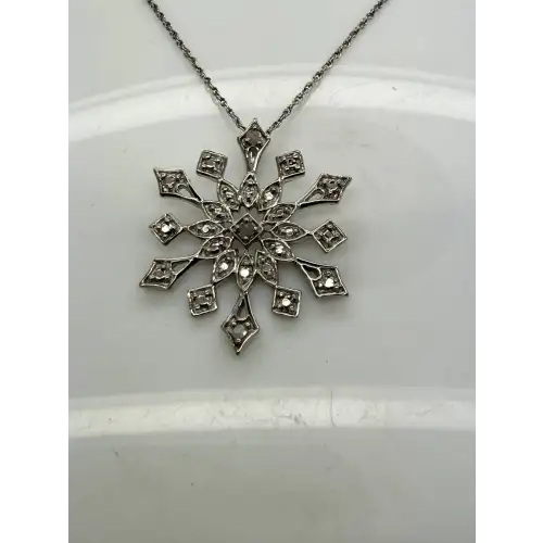 OTC .925 S.S. DIAMOND ACCENT LARGE OPENWORK SNOWFLAKE necklace 18