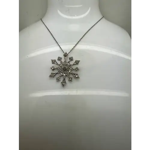 OTC .925 S.S. DIAMOND ACCENT LARGE OPENWORK SNOWFLAKE necklace 18