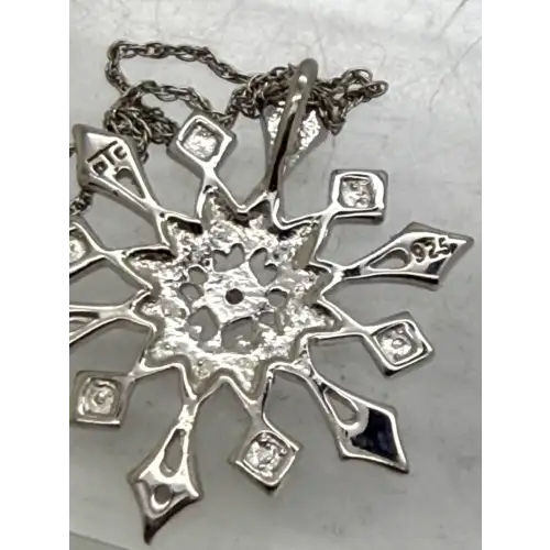 OTC .925 S.S. DIAMOND ACCENT LARGE OPENWORK SNOWFLAKE necklace 18