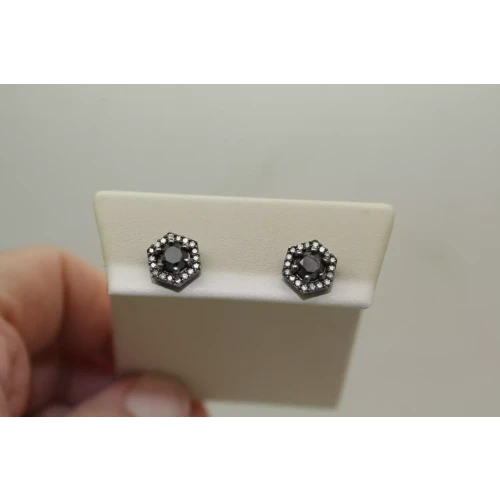 OXIDIZED 10k White Gold .66ctw BLACK DIAMOND .36ctw WHITE DIAMOND