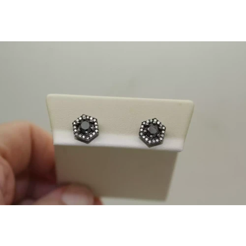 OXIDIZED 10k White Gold .66ctw BLACK DIAMOND .36ctw WHITE DIAMOND