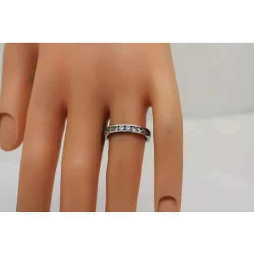 PAJ PRIME ARTS & JEWEL .925 S.S. CLEAR CZ ETERITY BAND ring size 7