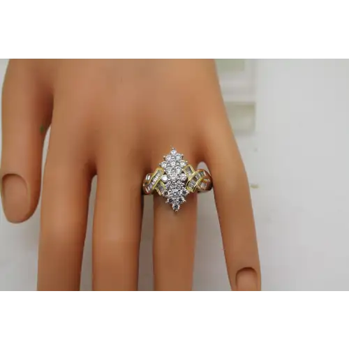 PAJ PRIME ARTS & JEWEL.925 S.S. CZ CLUSTER gold acc. size 12.25 #