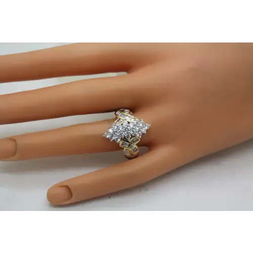 PAJ PRIME ARTS & JEWEL.925 S.S. CZ CLUSTER gold acc. size 12.25 #