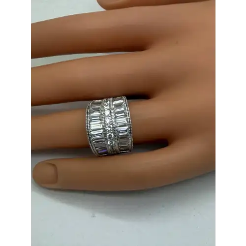 PAJ PRIME ARTS & JEWELS .925 S.S. STUNNING CZ WIDE BAND ring size 6