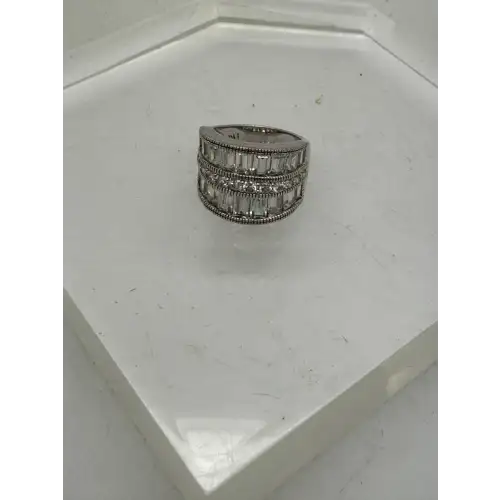 PAJ PRIME ARTS & JEWELS .925 S.S. STUNNING CZ WIDE BAND ring size 6 (5)