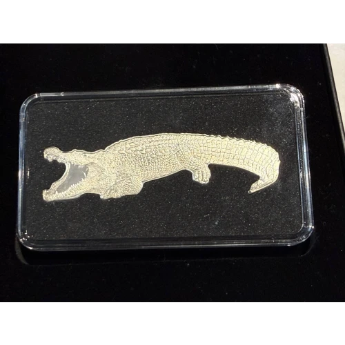 PAMP 2021 Solomon Islands $2 Fine .9999 Silver 1 oz Crocodile Shaped Reverse Proof Coin