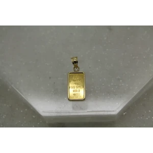 PAMP FORTUNA 999.9 1g GOLD BAR in 14k Y.G. BEZEL pendant