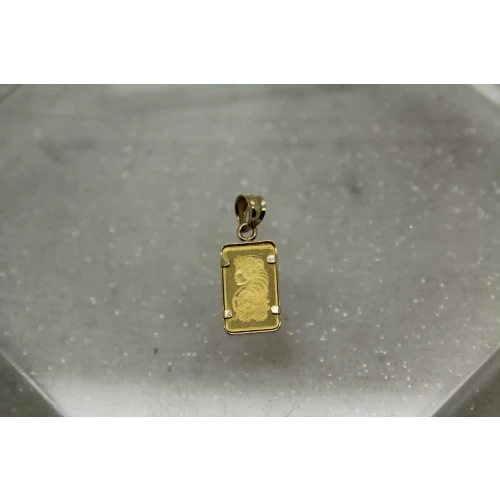 PAMP FORTUNA 999.9 1g GOLD BAR in 14k Y.G. BEZEL pendant
