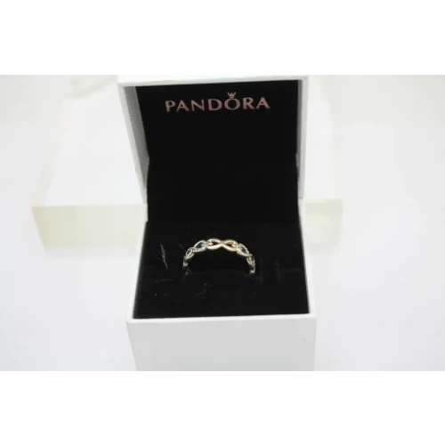PANDORA 14k Y.G. .925 S.S. INFINITY LOVE CZ BAND ring size 7.5