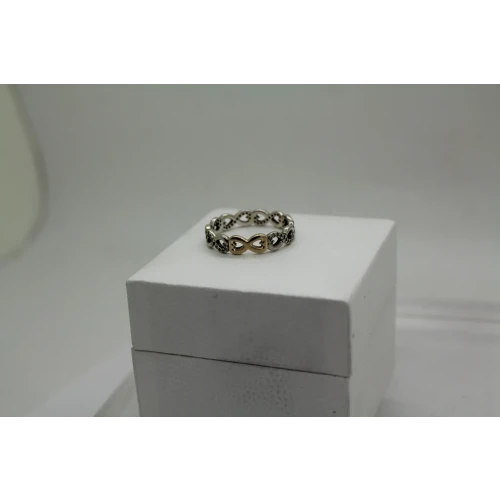 PANDORA 14k Y.G. .925 S.S. INFINITY LOVE CZ BAND ring size 7.5