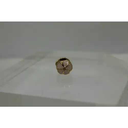 PANDORA 14k Y.G. Pink Enamel CHERRY BLOSSOM FLOWER clip #