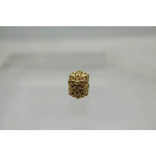 PANDORA 14k Y.G. RARE RETIRED FLORAL FLOWER CLIP charm #