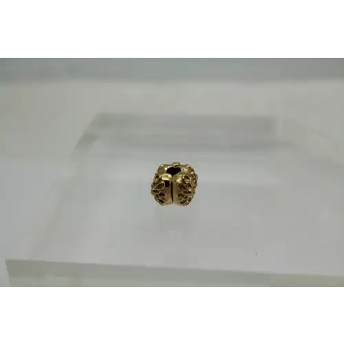 PANDORA 14k Y.G. RARE RETIRED FLORAL FLOWER CLIP charm #